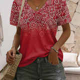 T-Shirt Col V Imprimé
