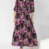 Robe longue à col en V à imprimé floral