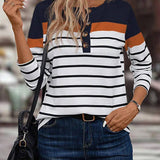 Top Avec Un Motif Rayé Détendu et Une Couleur de Contraste