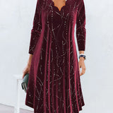 Robe élégante à manches longues et col en V
