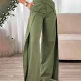 Pantalon Design Croisé Décontracté Jambe Large