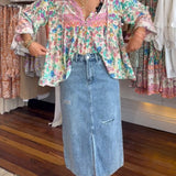Blouse décontractée à imprimé floral coloré