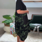 Robe patchwork décontractée à imprimé floral et col rond