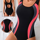Maillot De Bain Une Pièce Color-Block Imprimé
