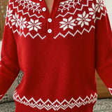 Pull Flocon De Neige Jacquard Demi-Ouvert