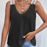 Gilet Uni Décontracté Dentelle Point De Waffle