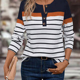 Top Avec Un Motif Rayé Détendu et Une Couleur de Contraste
