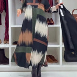 Robe Tendance Imprimée À Col Rond Et Manches Longues