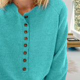 Pull décontracté à simple boutonnage de couleur unie