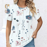 T-Shirt Col Rond Tout-Imprimé Polyvalent