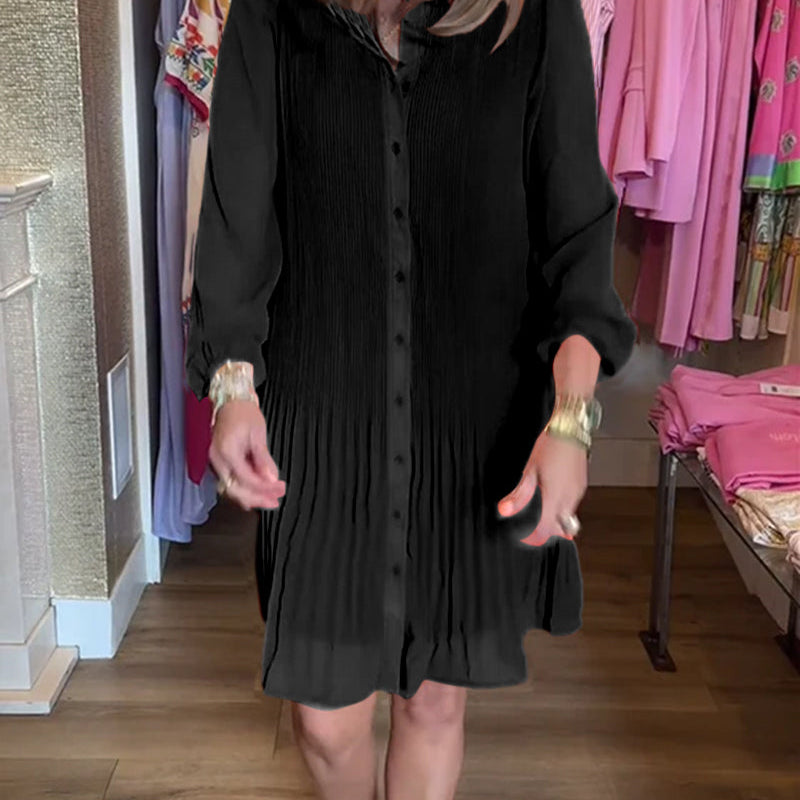 Robe plissée patchwork unie pour femme