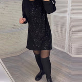 Robe à manches froncées et sequins