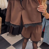 Short Élégant À Garniture De Dentelle