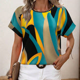 T-Shirt Col Rond Imprimé Contrasté
