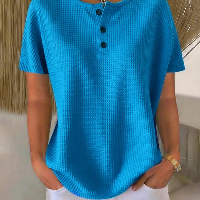 T-shirt Boutonné Col V Décontracté
