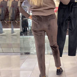 Pantalon simple de couleur unie, chaud et confortable