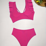 Maillot De Bain Deux Pièces À Volants Avec Étoile À Cinq Branches