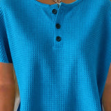T-shirt Boutonné Col V Décontracté