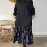 Robe Col Rond Imprimé Patchwork Irrégulier