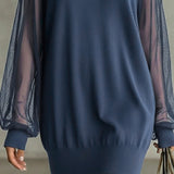 Robe Manche Lanterne Unie Patchwork
