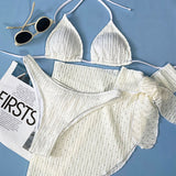 Maillot de bain trois pièces sexy de couleur unie