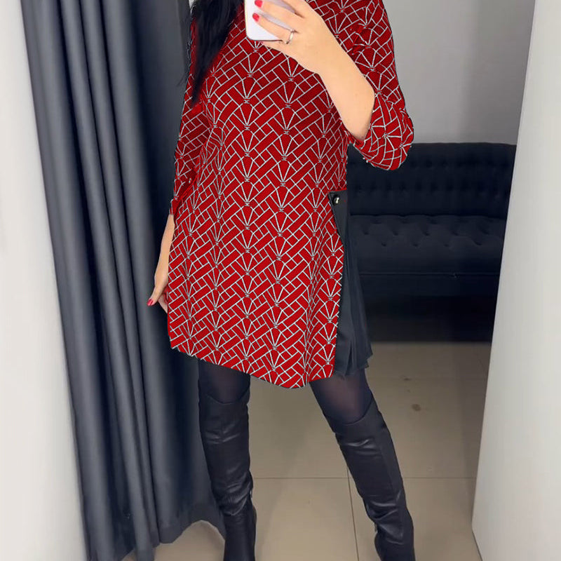 Robe imprimée ligne col rond