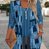 Bluse Manches Longues Imprimée Style Deux-Pièces Factice
