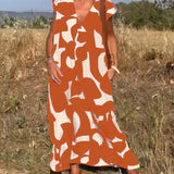 Robe avec imprimé et col en V
