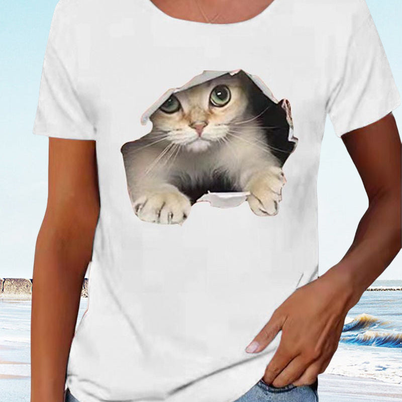 T-shirt avec imprimé chat