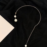 Collier clavicule pour femme avec fausse perle