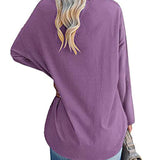 T-shirt femme uni col V manches longues