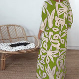 Robe À Col Rond Et Manches Longues Imprimée