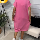 Robe décontractée à manches courtes et imprimé lettre simple