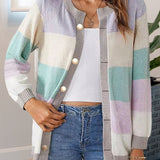 Cardigan colorblock pour kvinner