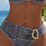 Bikini Porte-Jarretelles Boucle Métallique Deux-Pièces