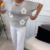 Pull col rond slim fleuri
