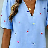 Robe Colorée À Imprimé Cœur Et Col En V