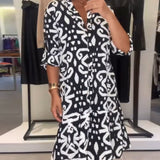 Robe Col En V Élégante Imprimée