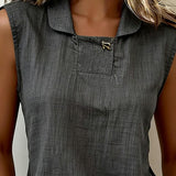 Gilet Sans Col Et Sans Manches De Couleur Unie