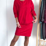 Robe Col Rond Paillettes Fines À La Mode