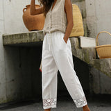 Pantalon Crop Dentelle Cheville
