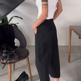 Pantalon décontracté asymétrique de couleur unie simple