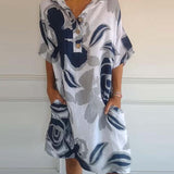 Robe à poches à revers et imprimé floral