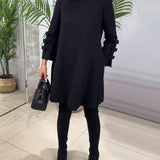 Robe décontractée au genou avec manches longues