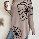 Pull Floral Large à Manches Gigot
