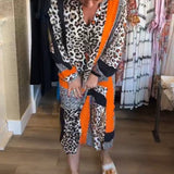 Robe imprimé géométrique léopard