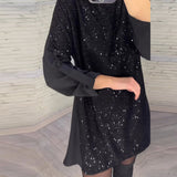 Robe à manches froncées et sequins