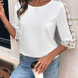 T-shirt Uni Creux Crochet Patchwork