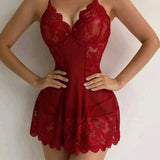 Robe sexy en dentelle de couleur unie à bretelles