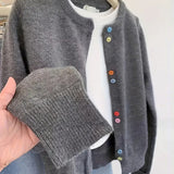 Cardigan décontracté de couleur unie à manches longues